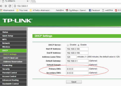 TP-Link router bejelentkező képernyő